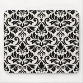 Flourish Damask Pattern Black on Cream マウスパッド (正面)