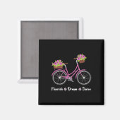 Flourish Dream Thrive Floral Bike Bicycle Subtle 8 マグネット (正面/裏面)