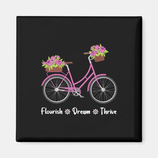 Flourish Dream Thrive Floral Bike Bicycle Subtle 8 マグネット (正面)
