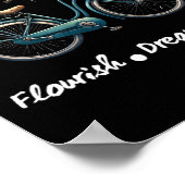 Flourish Dream Thrive Floral Bike Subtle 8647 Trum ポスター (角)