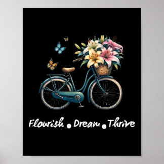 Flourish Dream Thrive Floral Bike Subtle 8647 Trum ポスター