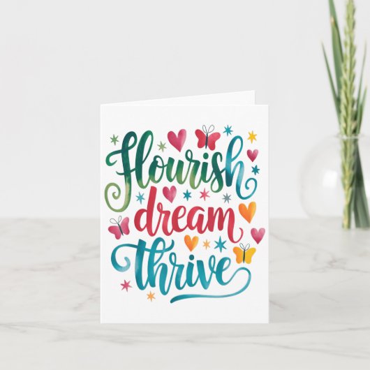 Flourish Dream Thrive Motivational  カード (正面)