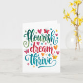 Flourish Dream Thrive Motivational  カード (黄色い花)