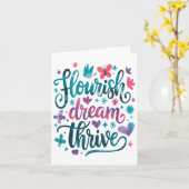 Flourish Dream Thrive Motivational  カード (黄色い花)