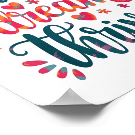 Flourish Dream Thrive Motivational ポスター (角)