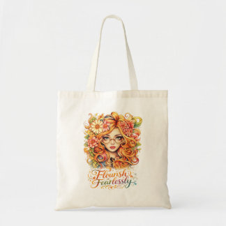 “Flourish Fearlessly” Floral Art Tote Bag トートバッグ