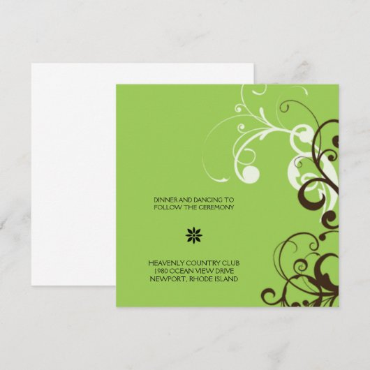 flourish; green reception 招待状 (正面/裏面)