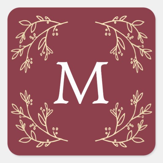 Flourish Monogram | ホリデー スクエアシール (正面)