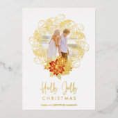 Flourish Ornament Photo Christmas Holly Jolly 箔シーズンカード (正面)