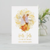 Flourish Ornament Photo Christmas Holly Jolly 箔シーズンカード (立ち正面)