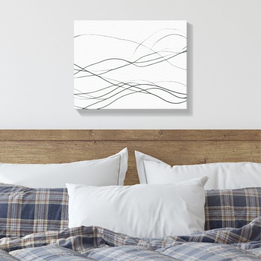 Flow of Lines – Minimalist Abstract Black Line Art キャンバスプリント (インサイチュ (寝室))