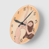 Flow of Time – Artistic Woman Wall Clock (No AI) ラウンド壁時計 (傾斜)