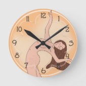 Flow of Time – Artistic Woman Wall Clock (No AI) ラウンド壁時計 (正面)