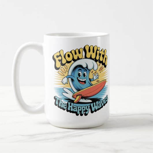 Flow With The Happy Waves Retro Surf Mug コーヒーマグカップ (左)