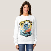 Flow With The Happy Waves Retro Surf Vibes Women's スウェットシャツ (正面フル)