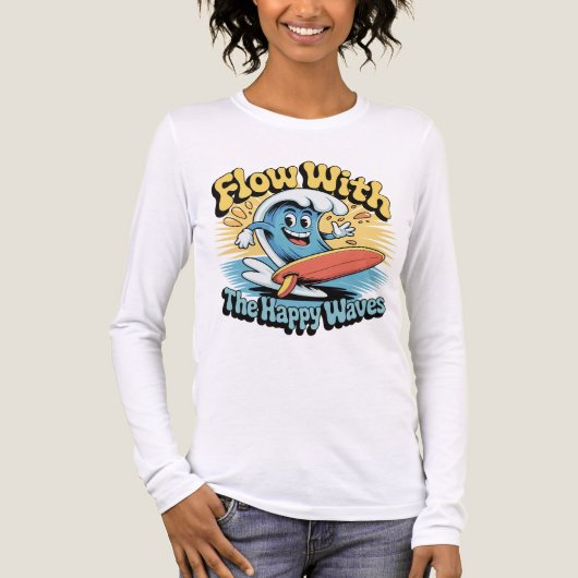 Flow With The Happy Waves Retro Surf Vibes Women's トライブレンドＴシャツ (正面)