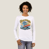 Flow With The Happy Waves Retro Surf Vibes Women's トライブレンドＴシャツ (正面全体)