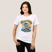 Flow With The Happy Waves Retro Surf Vibes Women's トライブレンドTシャツ (正面全面)