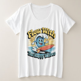 Flow With The Happy Waves Retro Surf Vibes Women's プラスサイズTシャツ