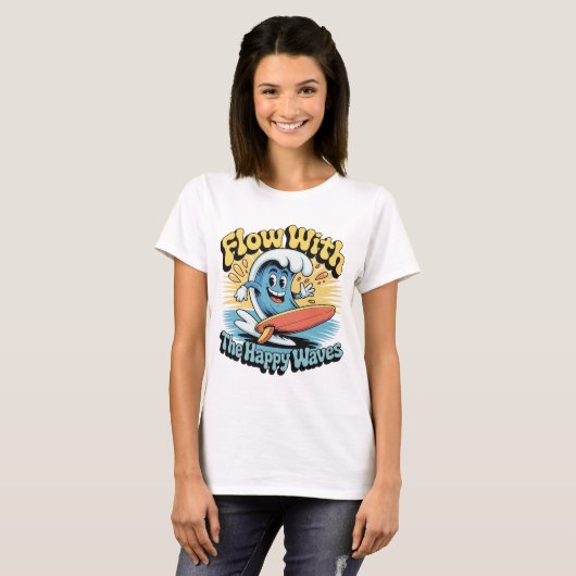 Flow With The Happy Waves Retro Surf Vibes Women's Tシャツ (正面フル)