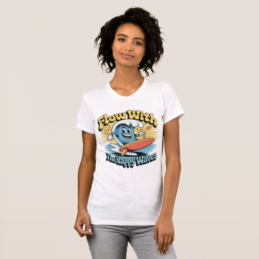 Flow With The Happy Waves Retro Surf Vibes Women's Tシャツ (正面フル)