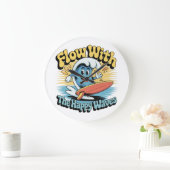 Flow With The Happy Waves Surf  ラージ壁時計 (ホーム)