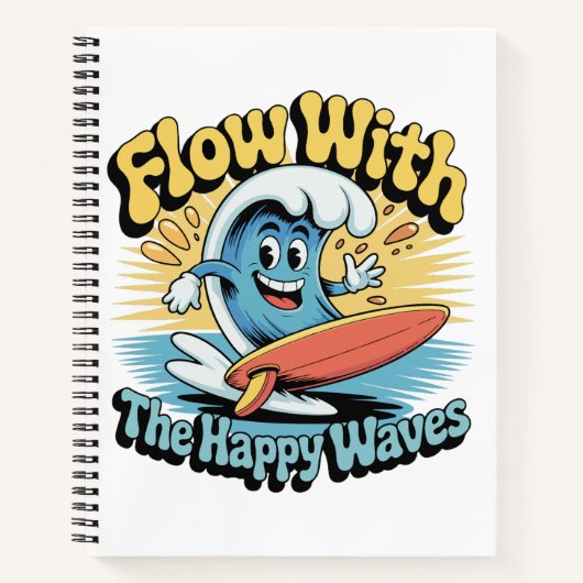Flow With The Happy Waves Surf Journal ノートブック (正面)