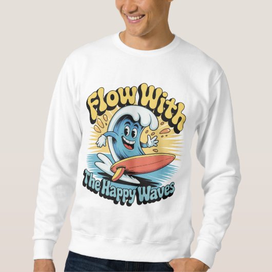 Flow With The Happy Waves Surf Style Men’s Tee スウェットシャツ (正面)