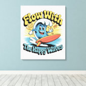 Flow With The Happy Waves Wall Art キャンバスプリント (インサイチュ (ウッドフロア))