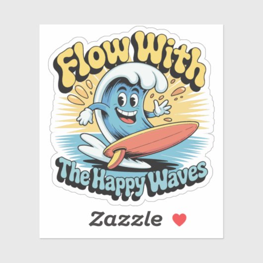 Flow With The Happy Waves Waterproof Sticker シール (シート)