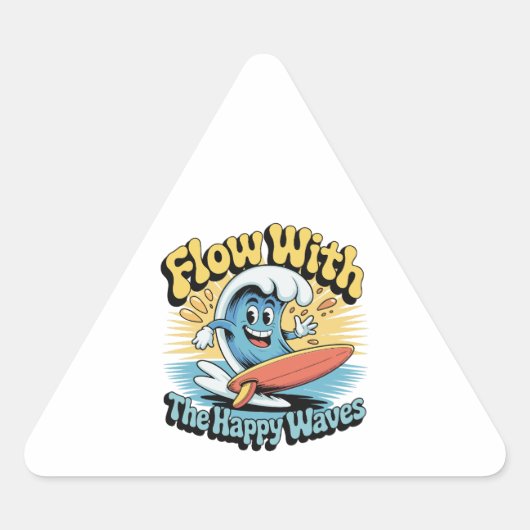 Flow With The Happy Waves Waterproof Sticker 三角形シール (正面)