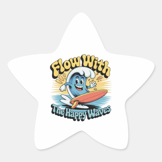 Flow With The Happy Waves Waterproof Sticker 星シール (正面)