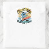Flow With The Happy Waves Waterproof Sticker 楕円形シール (バッグ)