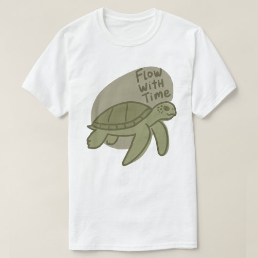 Flow With Time Sea Turtle Illustration Tシャツ (デザイン正面)