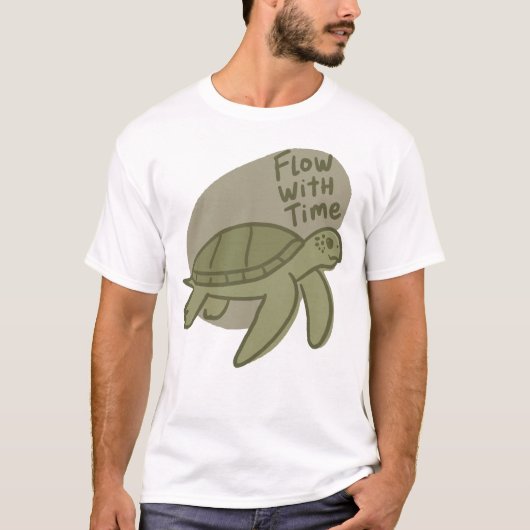 Flow With Time Sea Turtle Illustration Tシャツ (正面)