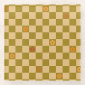 Flowe Checkered Pattern - No. 02 ガラスコースター (正面)