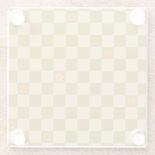 Flowe Checkered Pattern - No. 02 ガラスコースター (裏面)