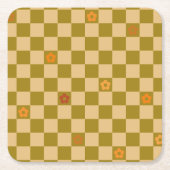 Flowe Checkered Pattern - No. 02 スクエアペーパーコースター (正面)
