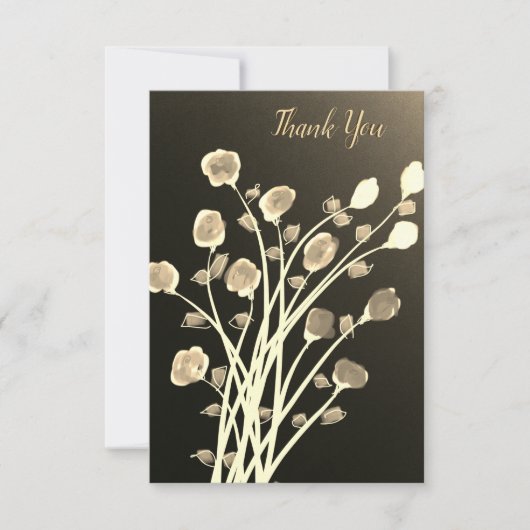 Flowed Thank You Note Card in Browns 出欠カード (正面)