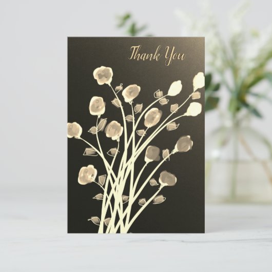 Flowed Thank You Note Card in Browns 出欠カード (スタンド正面)