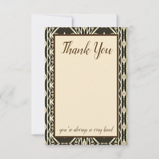 Flowed Thank You Note Card in Browns 出欠カード (裏面)