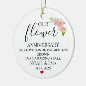  Flower 5th Anniversary Gift, 5th Year Wedding  セラミックオーナメント (左)