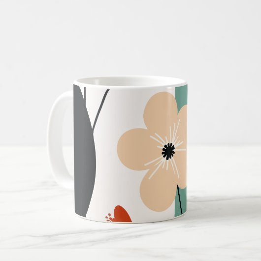 Flower abstract pattern コーヒーマグカップ (正面左)