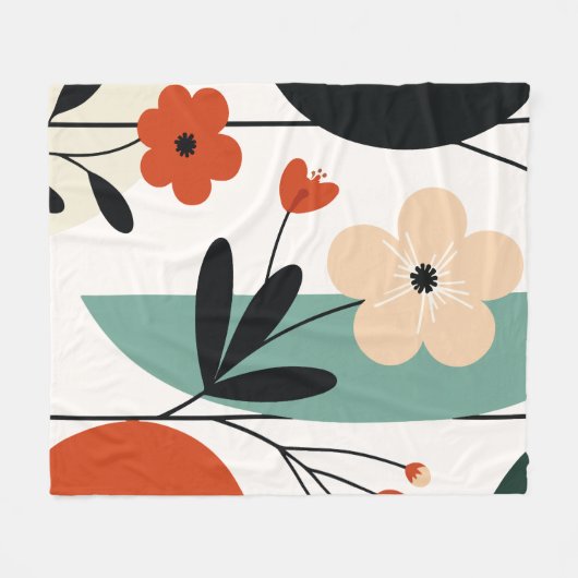 Flower abstract pattern フリースブランケット (正面(横))
