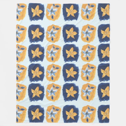 Flower abstract pattern フリースブランケット (正面)