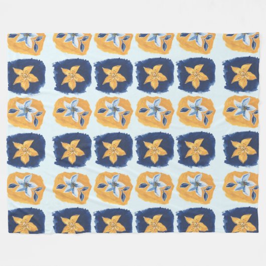 Flower abstract pattern フリースブランケット (正面(横))