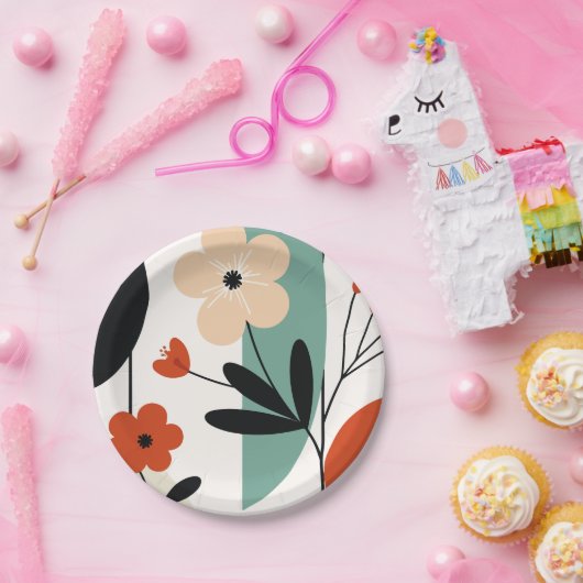 Flower abstract pattern ペーパープレート (パーティー)