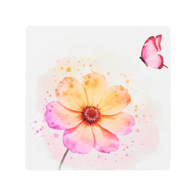  Flower and a butterfly メタルプリント (正面)