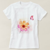 Flower and a butterfly Tシャツ (デザイン正面)