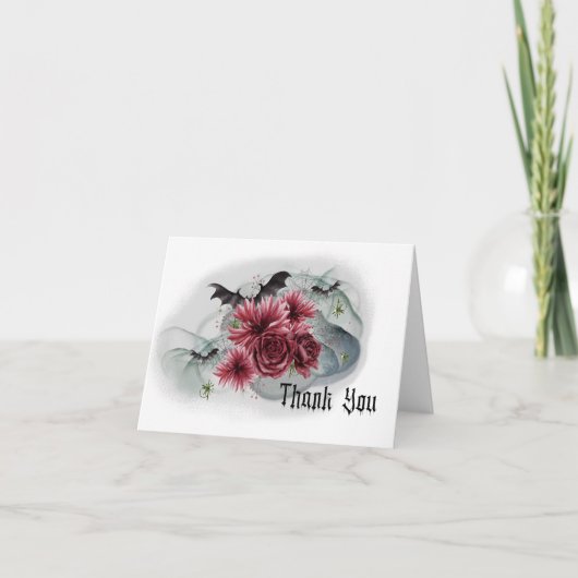 Flower and Bat Thank You Card サンキューカード (正面)